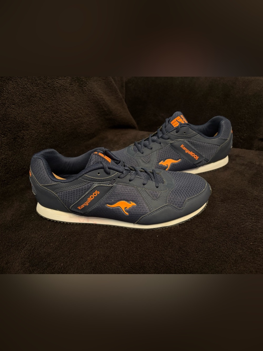 KangaROOS Mens Retro Running Shoes Navy Blue Lace Up Low Top Sneakers Size 15